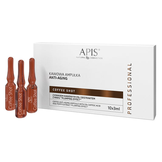 Apis Professional Coffee Anti Aging Ampoule with 5% Caffeic Acid and Poppy Extract "Plumping Effect" 10x3ml