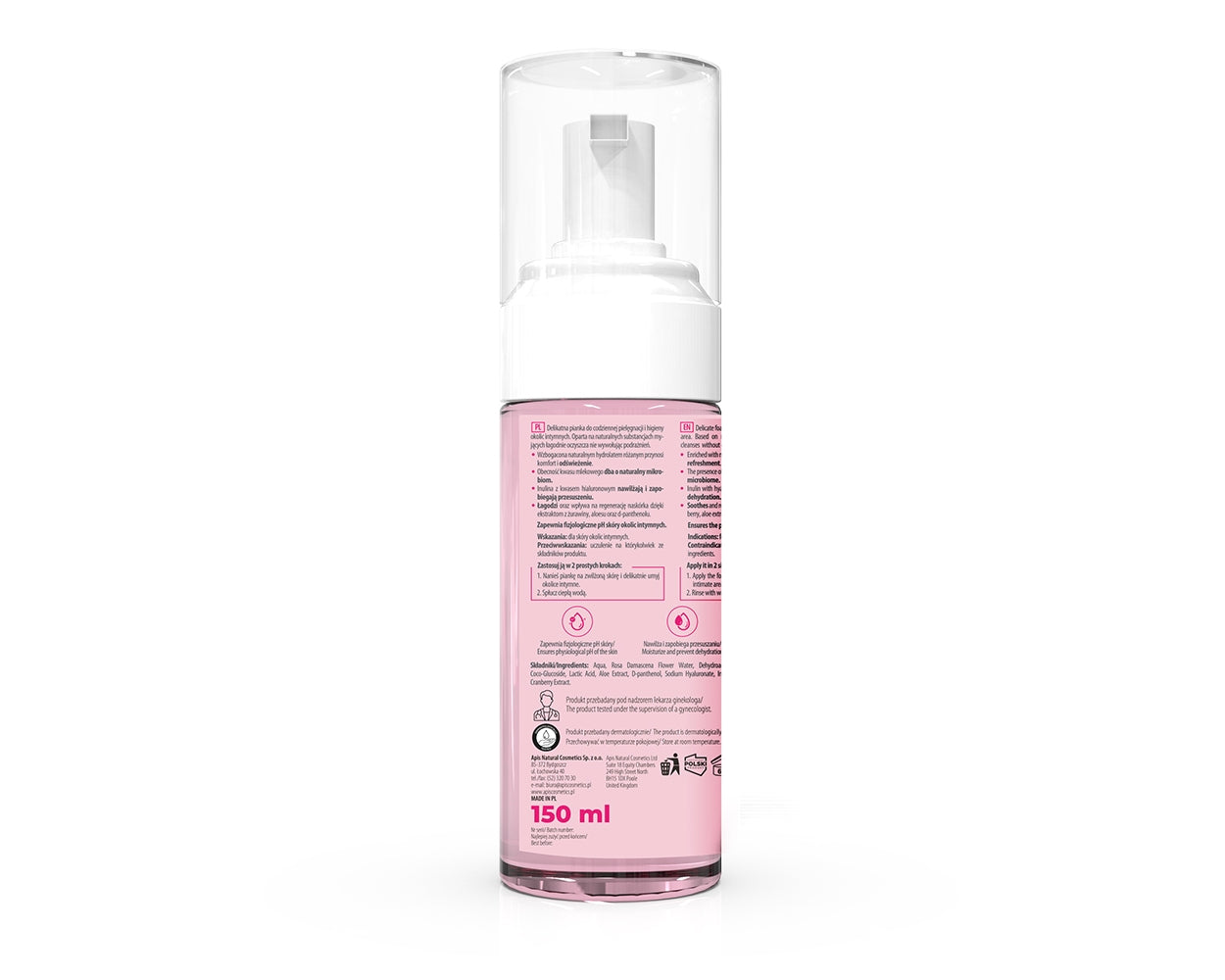 Apis Intimate Care Cleansing Foam for Intimate Care with Lactic Acid, Rose Hydrolate & Hyaluronic Acid 150ml