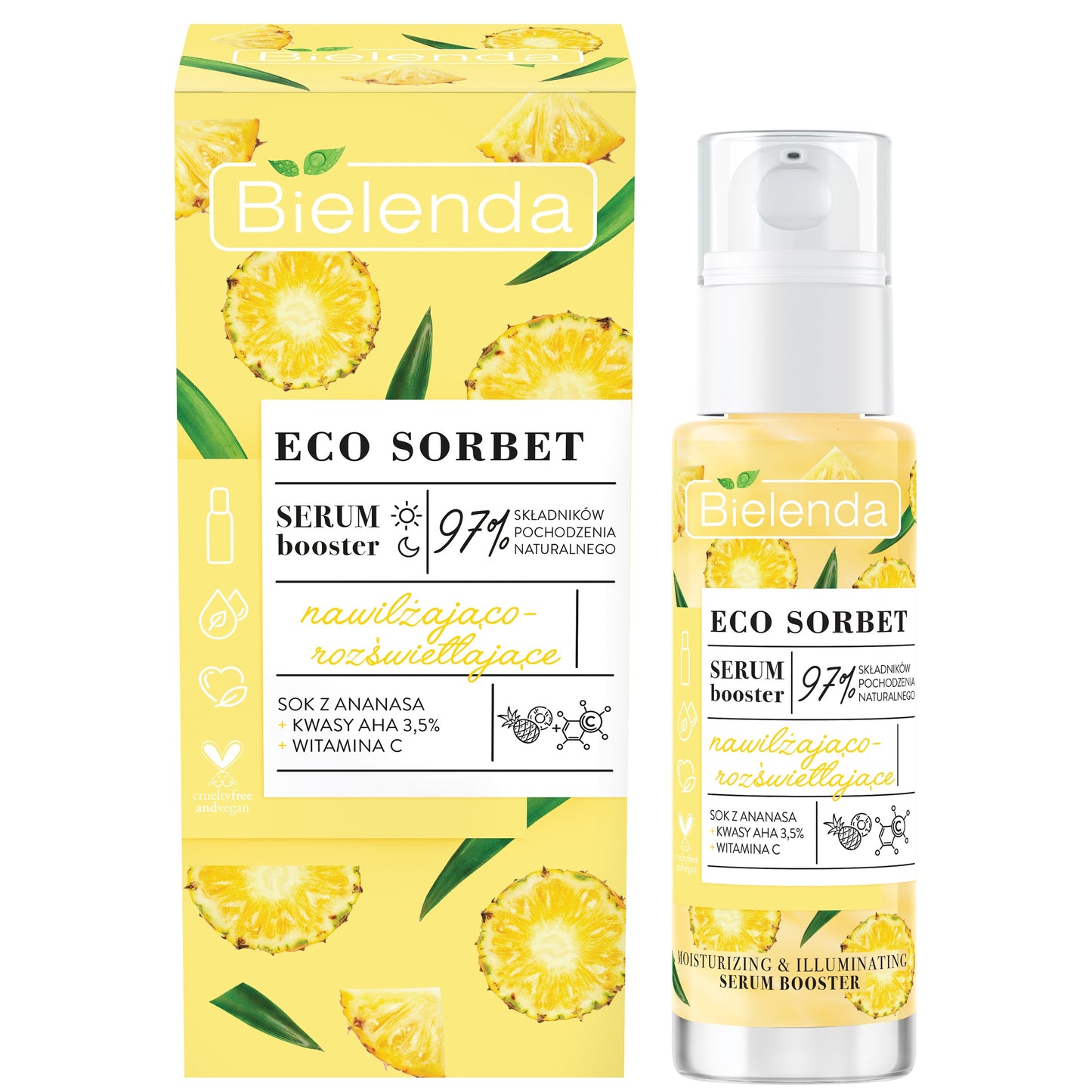 Bielenda Eco Sorbet Pineapple Moisturising Brightening Serum Booster 30ml