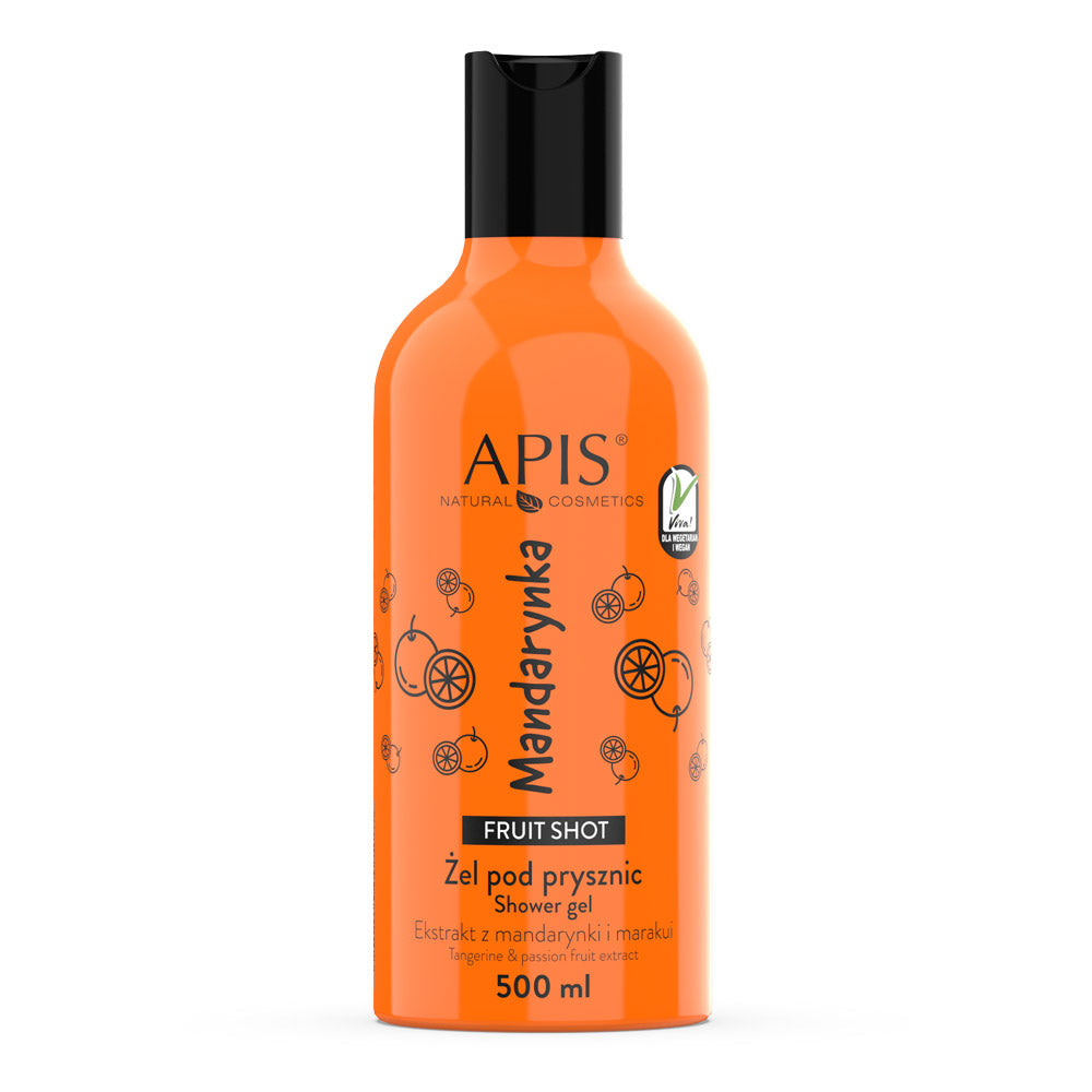 Apis Fruit Shot Tangerine Shower Gel 100% Vegan formula 500ml