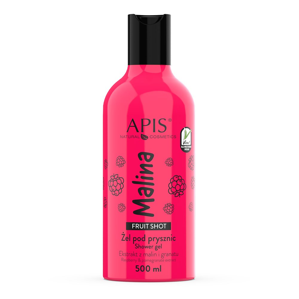 Apis Fruit Shot Raspberry Shower Gel with 100% Vegan Formula 500ml