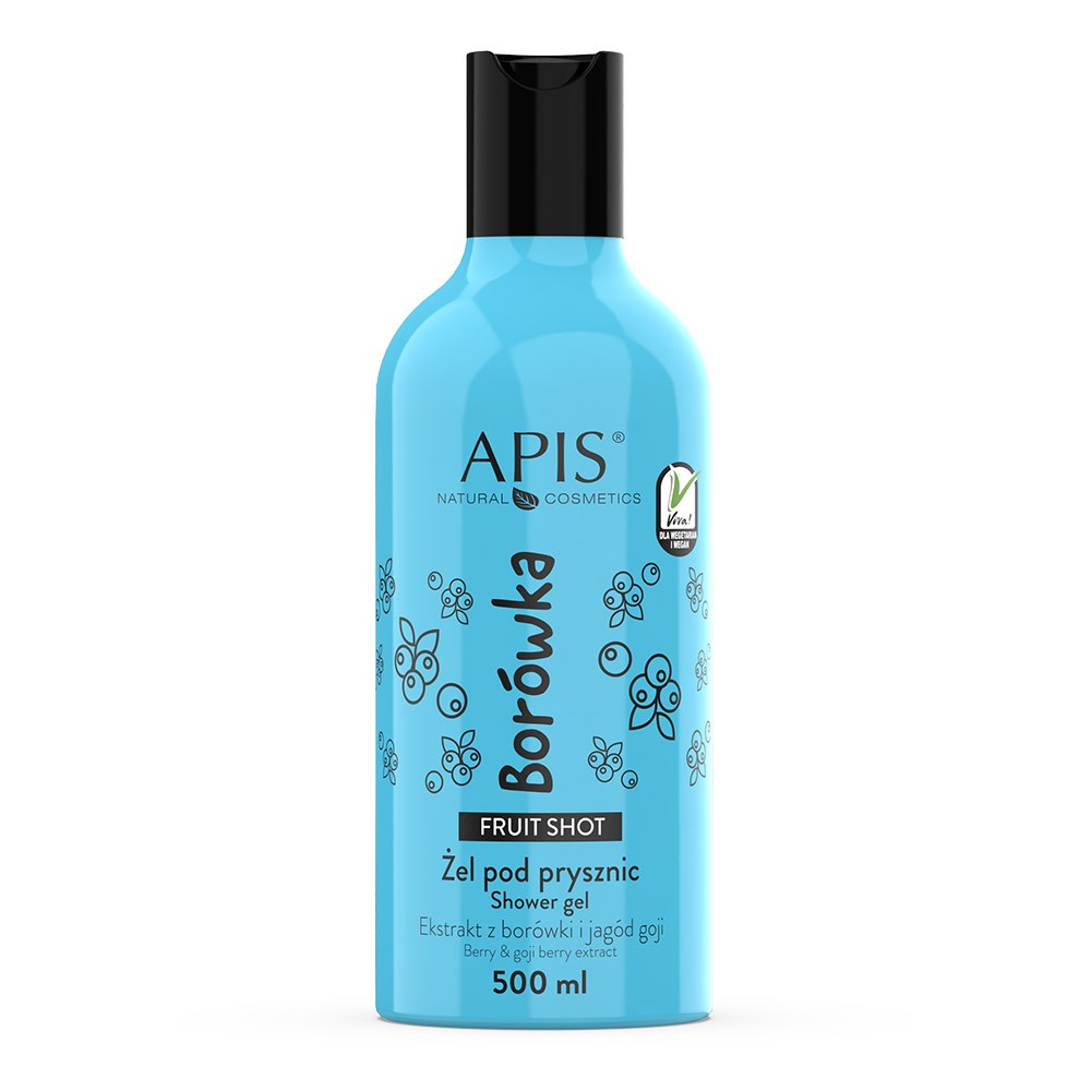 Apis Fruit Shot Berry and Goji Berry Extract Shower Gel with 100% Vegan Formula 500ml