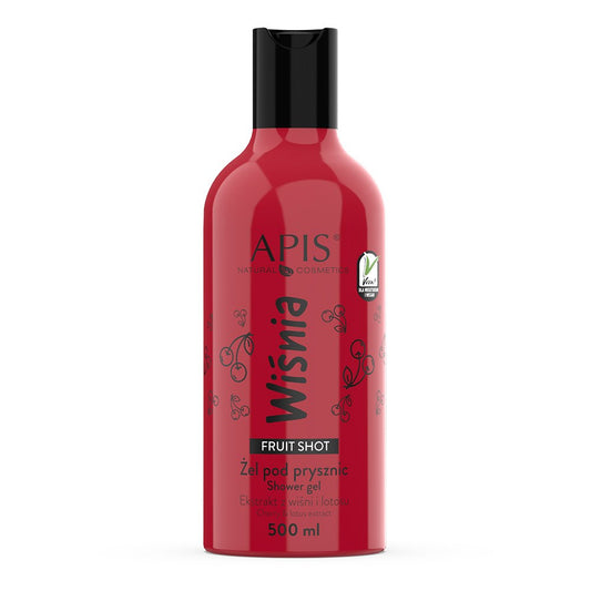 Apis Fruit Shot Cherry and Lotus Extract Shower Gel with 100% Vegan Formula 500ml