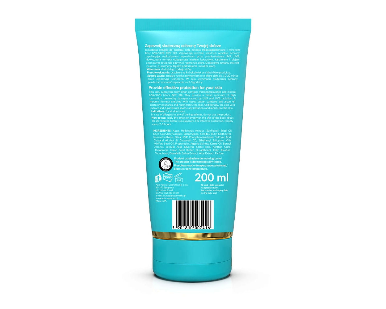 Apis Hello Summer SPF 30 Waterproof Sunscreen Body Lotion with Cocoa Butter 200ml