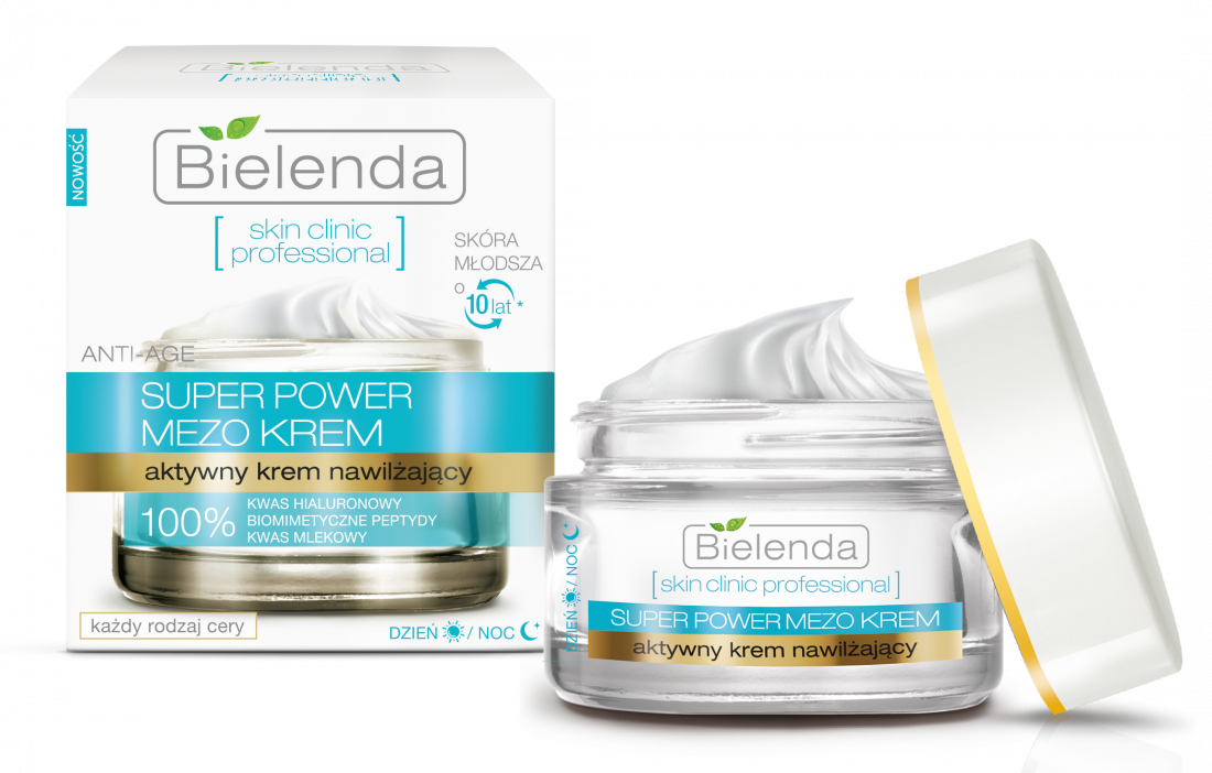 Bielenda Skin Clinic Professional Super Power Mezo Moisturising Hydrating Anti-Age Face Cream Day/Night 50ml