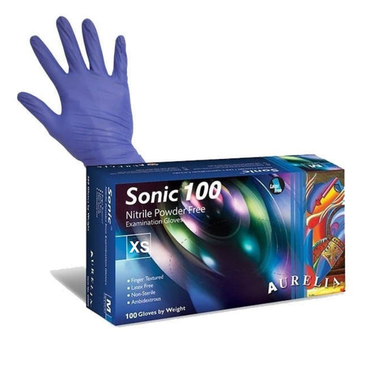 Aurelia Ultra Thin Sonic Nitrile Powder Free Examination Gloves Cobalt Blue Size XS 100pcs