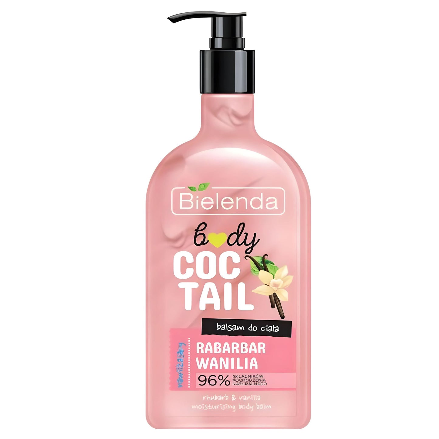 Bielenda Body Coctail Moisturizing Body Lotion Rhubarb Vanilla 95% Natural Ingredients 400ml