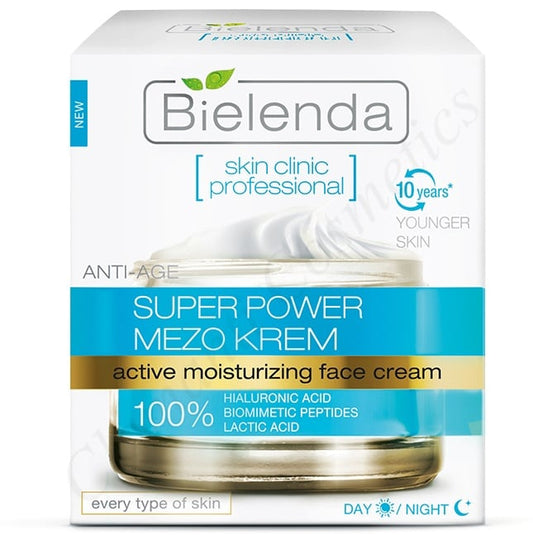 Bielenda Skin Clinic Professional Super Power Mezo Moisturising Hydrating Anti-Age Face Cream Day/Night 50ml