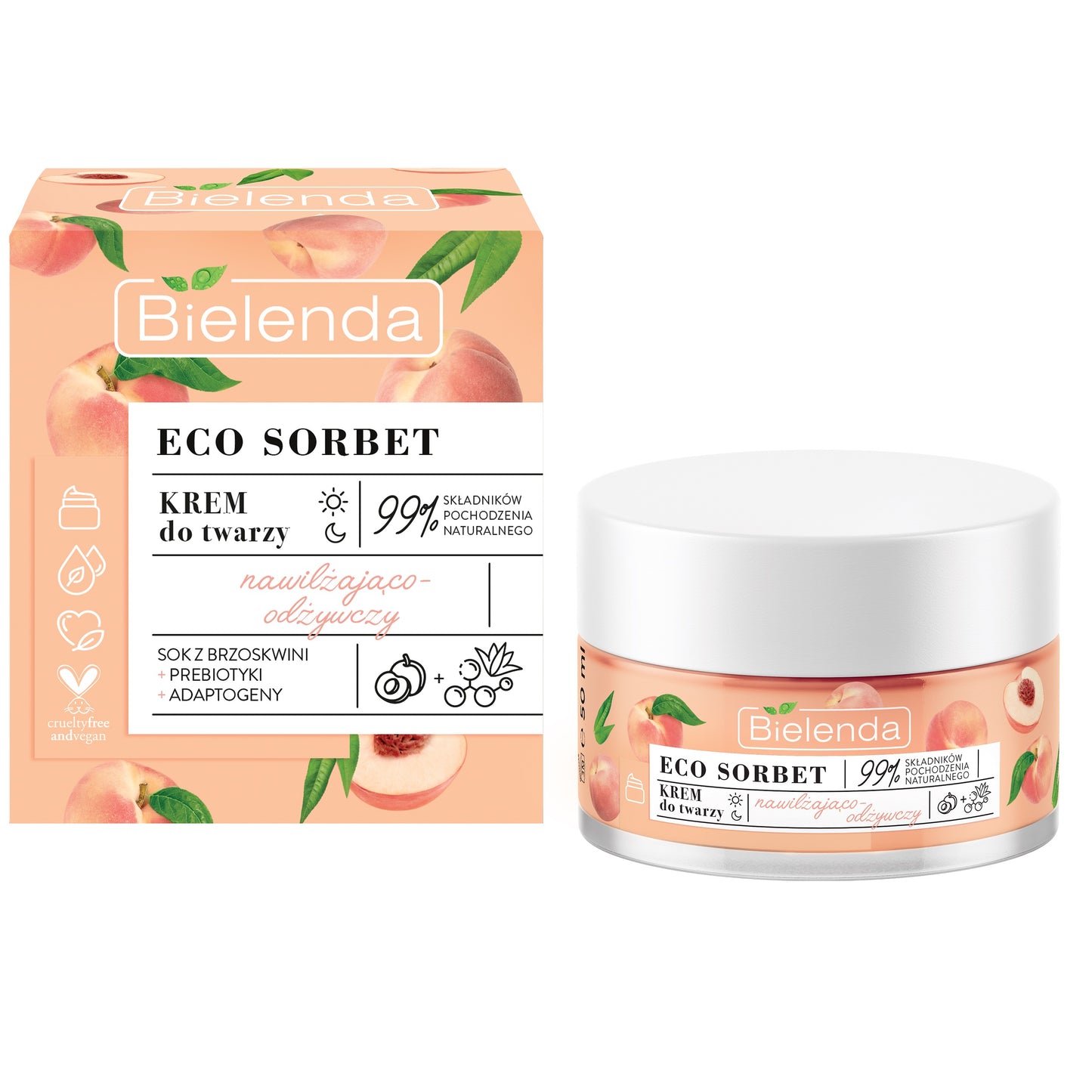 Bielenda Eco Sorbet peach Moisturising Nourishing Face Cream 50ml