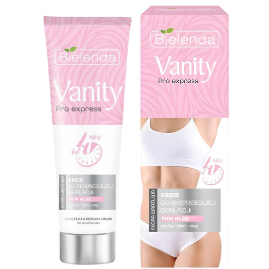 Bielenda Vanity Pro Express Cream for Express Depilation Bikini Armpits Legs with Pink Aloe Sensitive Skin 75ml