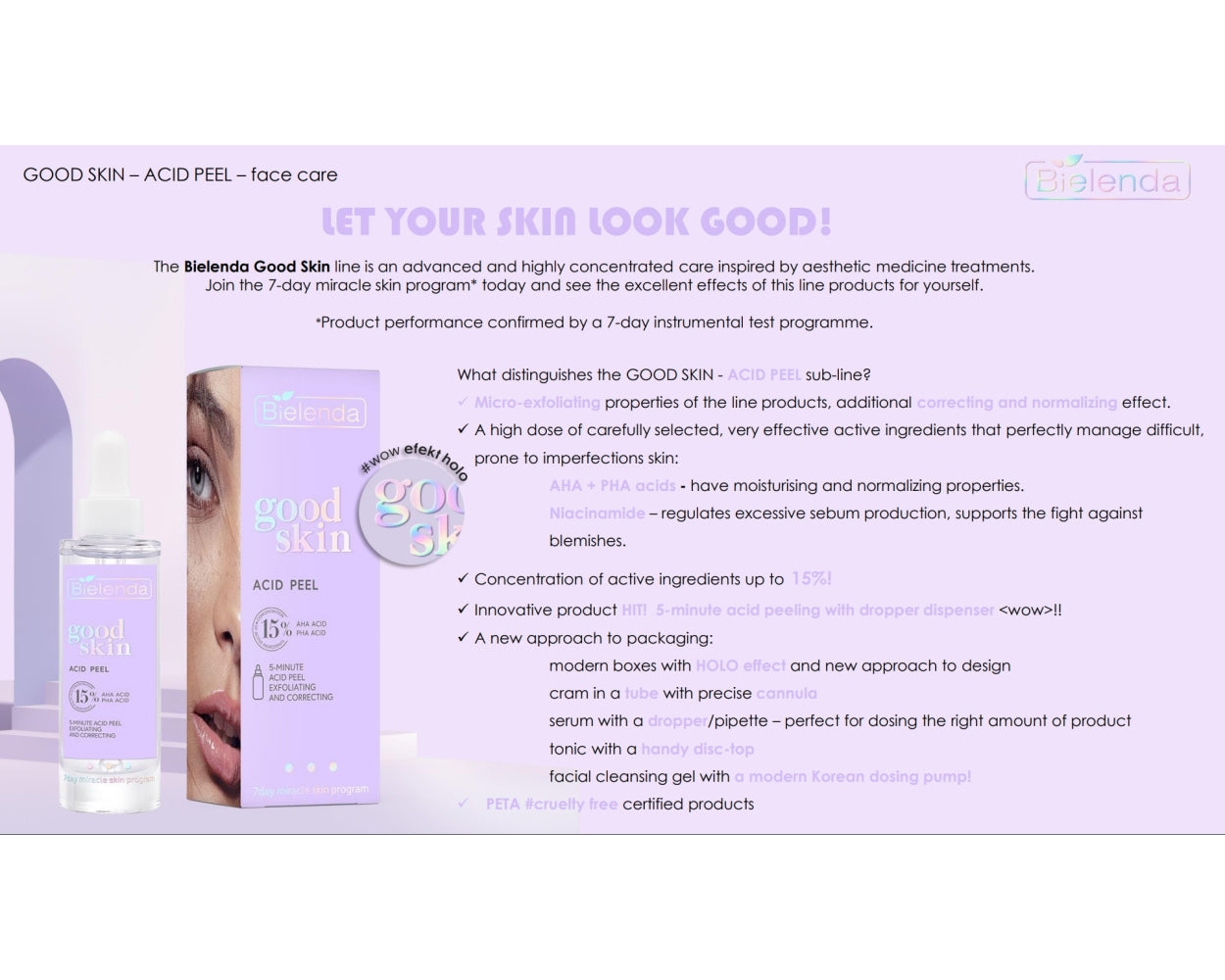 Bielenda Good Skin Acid PeeCorrecting and Normalizing Micro-Exfoliating Cream with AHA PHA and Niacinamide 50ml