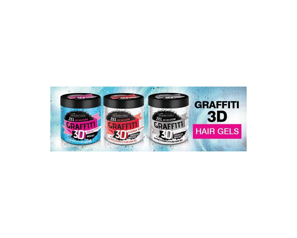 Bielenda Graffiti 3D Extra Strong Hair Gel with Hyaluronic Acid and Silk Proteins 250g