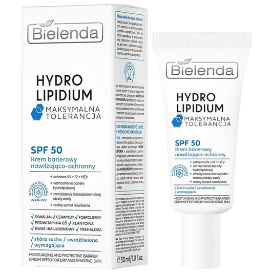 Bielenda Hydro Lipidium Maximun Tolerance Moisturising Protective Barrier Cream SPF50 30ml