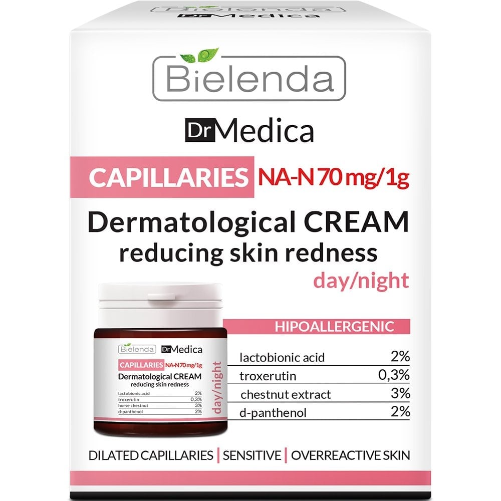 Bielenda Dr Medica Capillaries Dermatological Face Cream Reducing Skin Redness Day Night 50ml