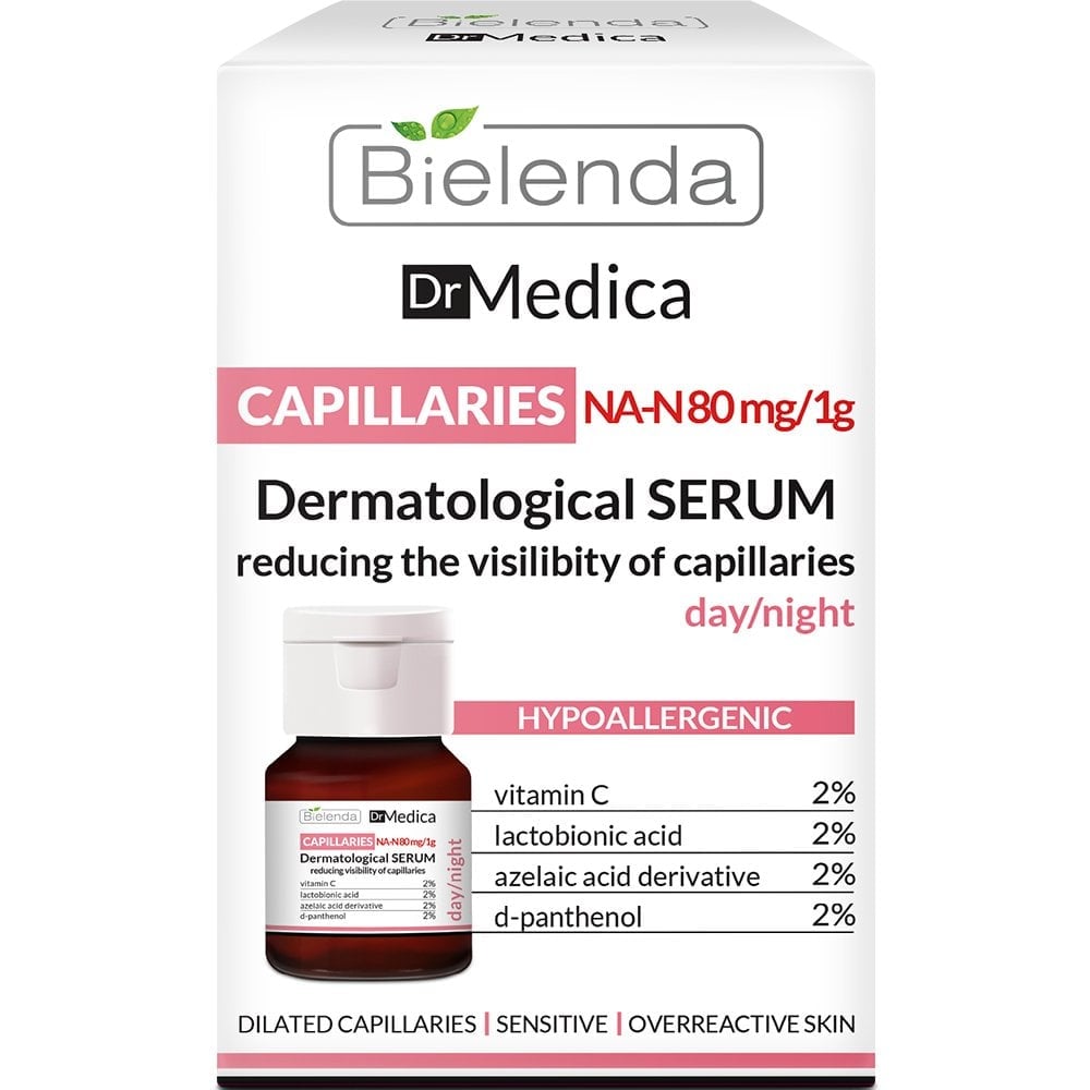 Bielenda Dr Medica Capillaries Dermatological Face Serum Reducing Skin Redness Day Night 30ml