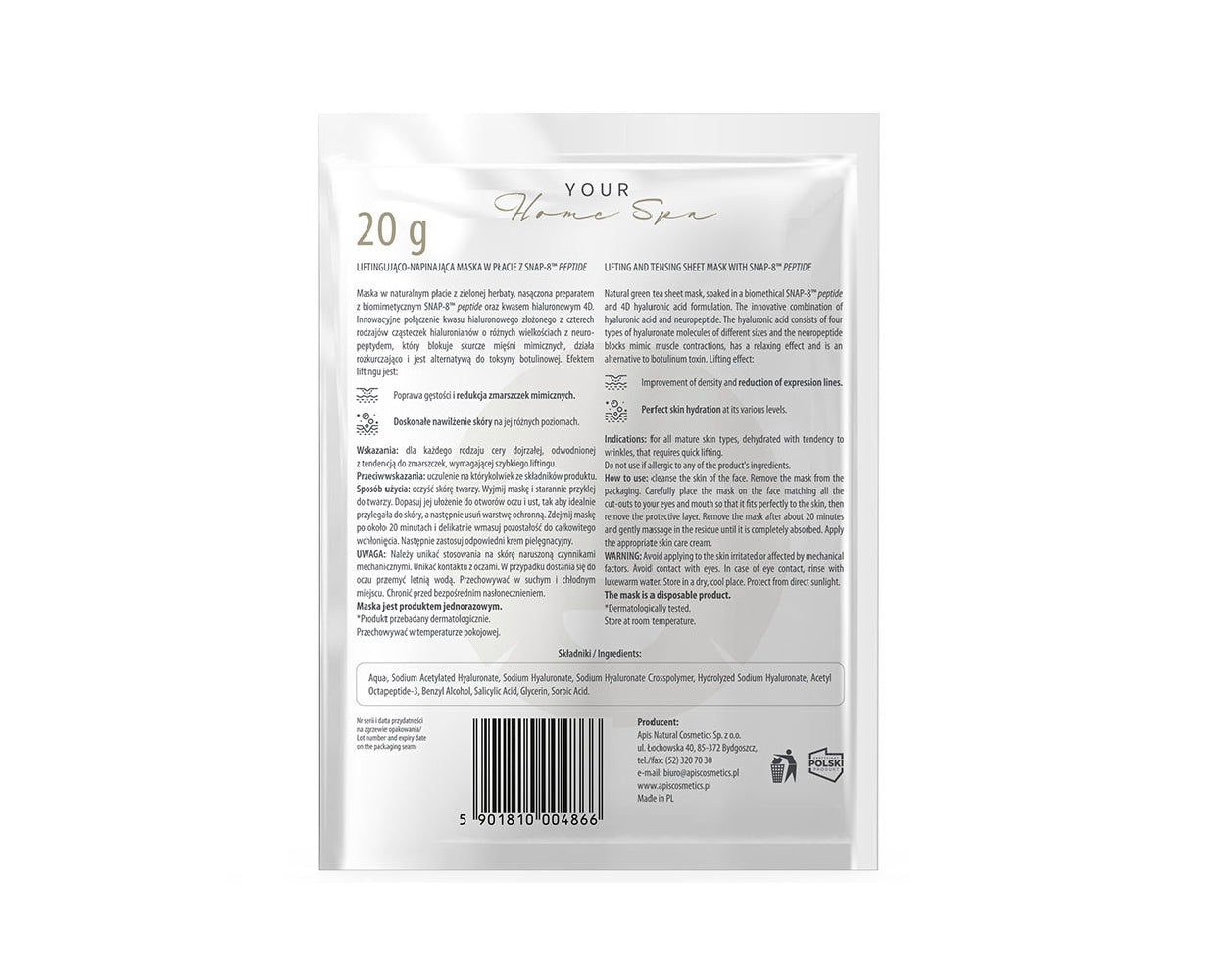 Apis Normalizing and Moisturising Sheet Mask with Hyaluronic Acid and Niacinamide