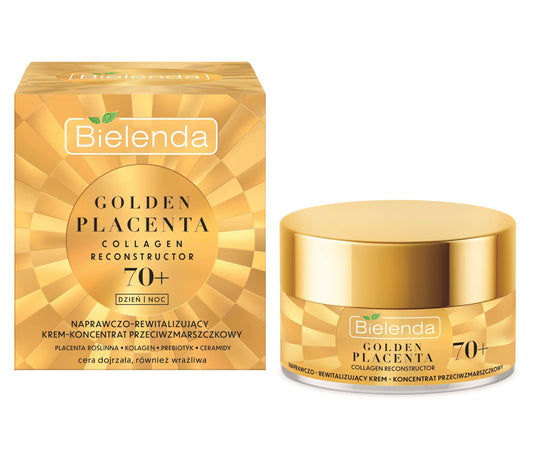 Bielenda Golden Placenta Collagen Reconstructor Repairing Revitalizing Anti Wrinkle Cream 70+ Day/Night 50ml