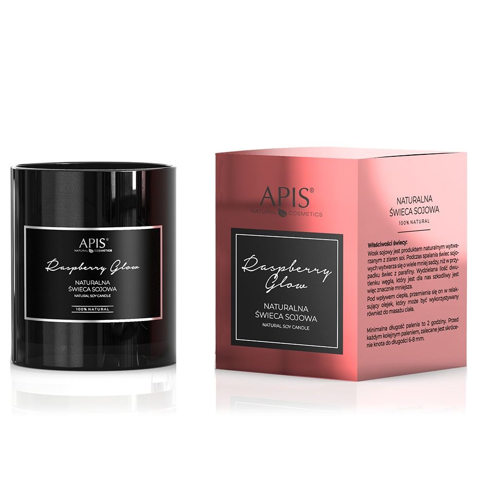 Apis Raspberry Glow Natural Soy Candle Oriental Floral Fragrance 220g