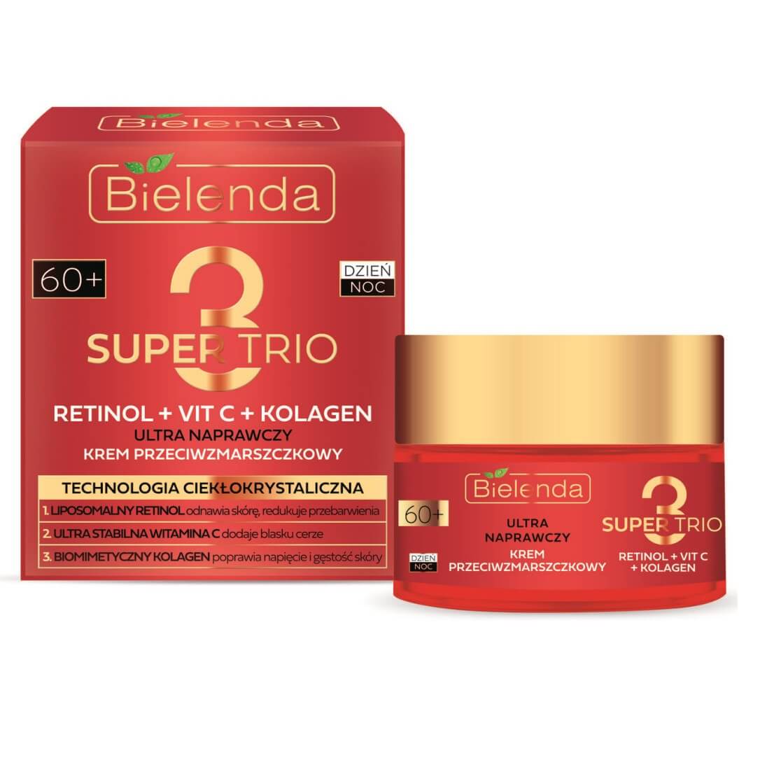 Bielenda Super Trio Retinol + Vit C + Collagen Ultra Repairing Anti-Wrinkle 60+ Cream 50ml