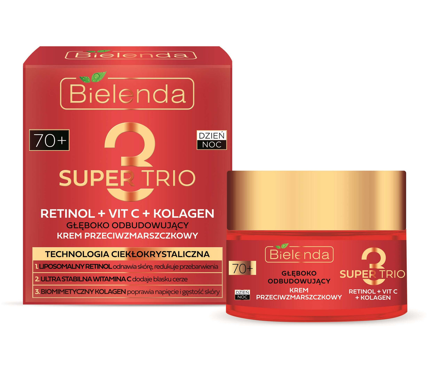 Bielenda Super Trio Retinol + Vit C + Collagen Deeply Rebuilding Anti-Wrinkle 70+ Cream 50ml