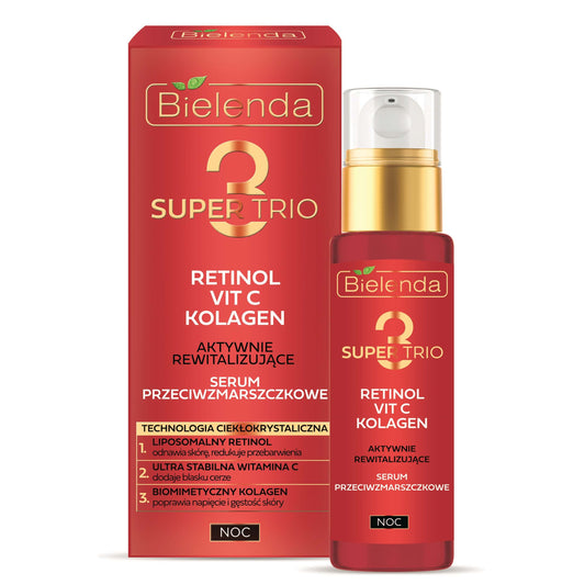 Bielenda Super Trio Retinol + Vit C + Collagen Actively Revitalizing Anti-Wrinkle Night Serum 30ml